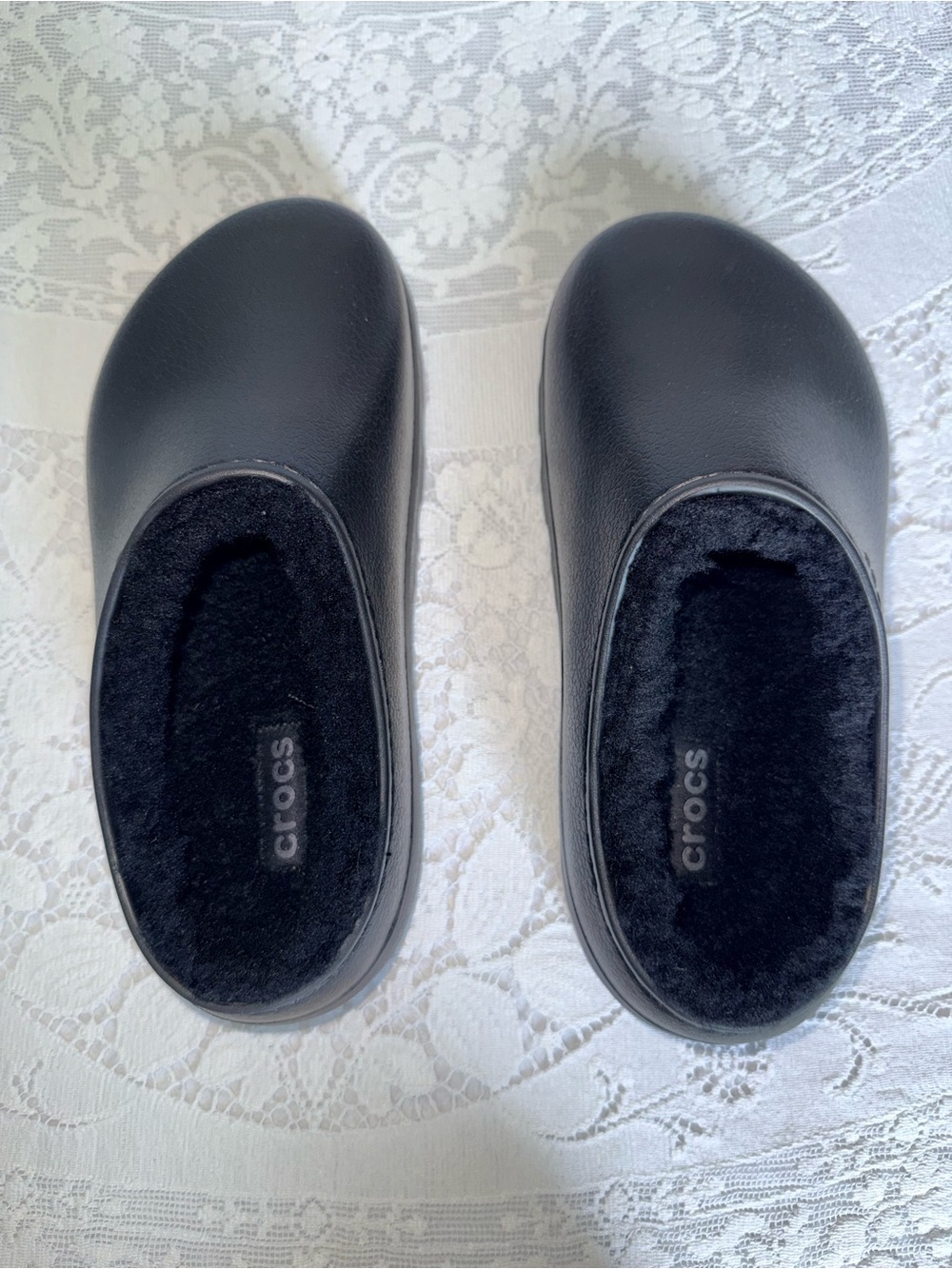 Crocs Cozzzy Mule Clog Black Shearling Lined Men 7 Women 9 Slippers⁠